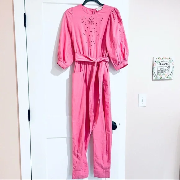 SOLD⚠️ New Happy x Nature boutique resort pink Cara jumpsuit eyelet - Picture 3 of 9